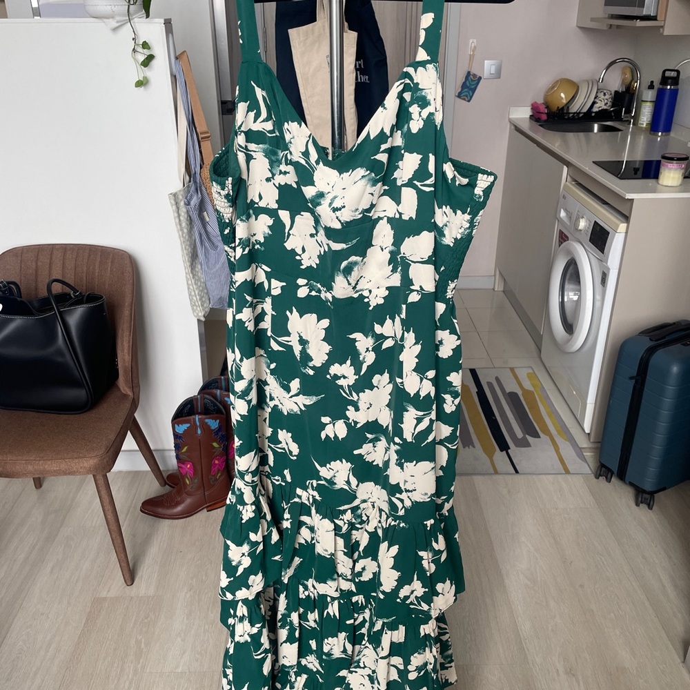 Abercrombie & Fitch Green and Cream Maxi Dress